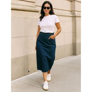 Hunt Club Denim Maxi Pencil Skirt Womens Sz 8 VTG 80s Classic High Waisted Jean